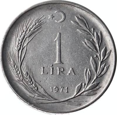 1971 Yılı 1 Lira (Ters) ÇÇT TCM1382 - 1