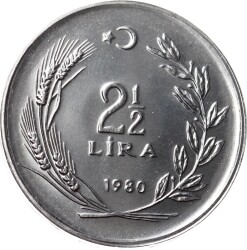 1980 Yılı 2½ Lira ÇİL (Düz) TCM2452 - 1