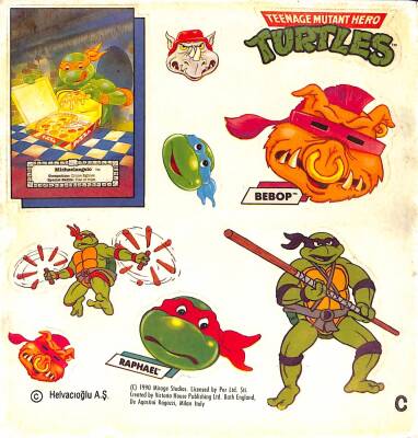 1990 Teenage Mutant Hero Turtles Ninja Kaplumbağalar Sticker - ÇOK NADİR KRT17988 - 1