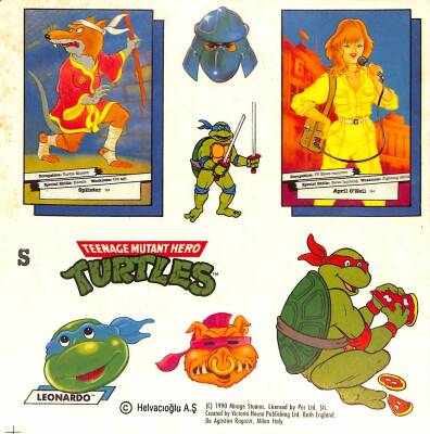 1990 Teenage Mutant Hero Turtles Ninja Kaplumbağalar Sticker - ÇOK NADİR KRT17991 - 1