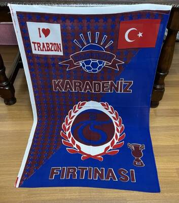 1990lar Trabzonspor Karadeniz Fırtınası Taraftar Bayrağı 90x136 (Büyük Boy) BY9 - 1