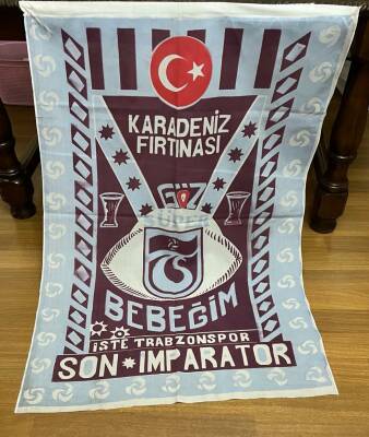 1990lar Trabzonspor Karadeniz Fırtınası Taraftar Bayrağı 91x132 (Büyük Boy) BY10 - 1