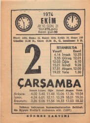 2 Ekim 1974 Takvim Yaprağı EFM(N)2972 - 3