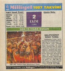 2 Ekim 1987 Resimli Takvim Yaprağı - Doğum Günü Hediyesi EFM(N)10500 - 3