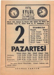 2 Eylül 1974 Takvim Yaprağı EFM(N)2594 - 3