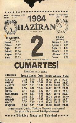 2 Haziran 1984 Takvim Yaprağı - Doğum Günü Hediyesi EFM(N)11455 - 1