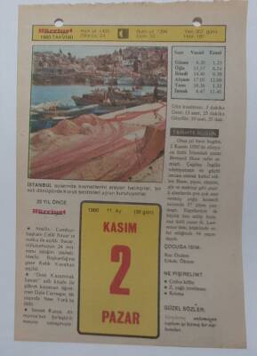 2 Kasım 1980 Takvim Yaprağı - Doğum Günü Hediyesi EFM(N)7099 - 1