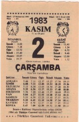 2 Kasım 1983 Takvim Yaprağı EFM(N)3946 - 1