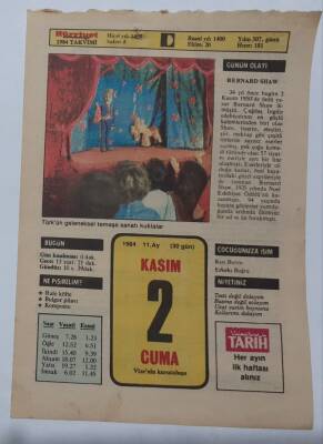 2 Kasım 1984 Takvim Yaprağı - Doğum Günü Hediyesi EFM(N)7007 - 1