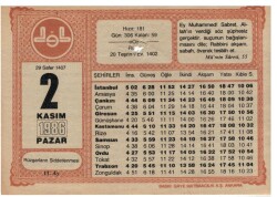 2 Kasım 1986 Takvim Yaprağı EFM1027 - 1