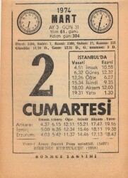 2 Mart 1974 Takvim Yaprağı EFM(N)5881 - 3