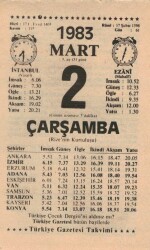 2 Mart 1983 Takvim Yaprağı EFM(N)5819 - 3