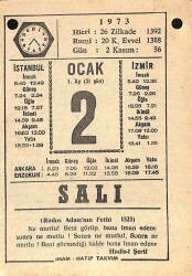 2 Ocak 1973 Takvim Yaprağı - Doğum Günü Hediyesi EFM(N)10811 - 4