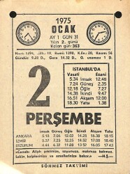 2 Ocak 1975 Takvim Yaprağı - Doğum Günü Hediyesi EFM(N)10841 - 1