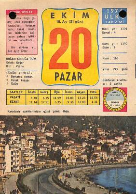 20 Ekim 1974 Takvim Yaprağı - Doğum Günü Hediyesi EFM(N)10386 - 4