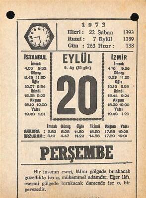 20 Eylül 1973 Takvim Yaprağı - Doğum Günü Hediyesi EFM(N)9866 - 2