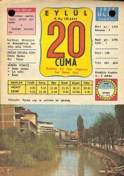 20 Eylül 1974 Takvim Yaprağı - Doğum Günü Hediyesi EFM(N)10446 - 4