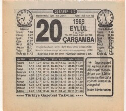 20 Eylül 1989 Takvim Yaprağı EFM(N)2858 - 3