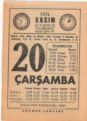 20 Kasım 1974 Takvim Yaprağı EFM(N)3330 - 3