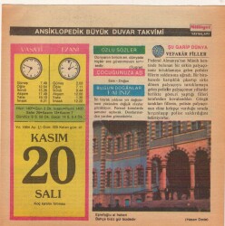 20 Kasım 1984 Takvim Yaprağı EFM(N)4056 - 3