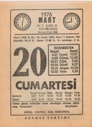 20 Mart 1976 Takvim Yaprağı EFM(N)5961 - 3