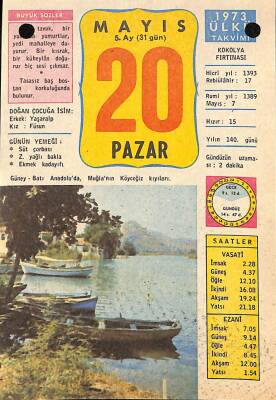 20 Mayıs 1973 Takvim Yaprağı - Doğum Günü Hediyesi EFM(N)9345 - 1