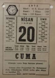 20 Nisan 1973 Takvim Yaprağı - Doğum Günü Hediyesi EFM(N)8117 - 2