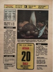 20 Nisan 1982 Takvim Yaprağı - Doğum Günü Hediyesi EFM(N)8355 - 2