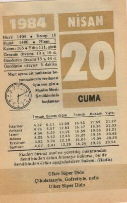 20 Nisan 1984 Takvim Yaprağı EFM(N)6199 - 1