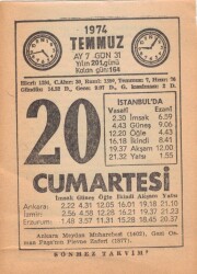 20 Temmuz 1974 Takvim Yaprağı EFM(N)2067 - 1