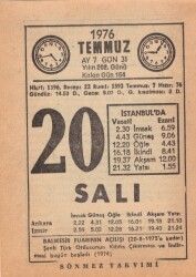 20 Temmuz 1976 Takvim Yaprağı EFM(N)2068 - 3