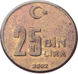 2002 Yılı 25 Bin Lira Erör ÇİL *Eksik Gram(2.56gr) * TCM2810 - 1