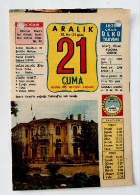 21 Aralık 1979 Takvim Yaprağı - Doğum Günü Hediyesi EFM(N)6546 - 1