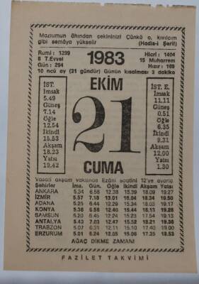 21 Ekim 1983 Takvim Yaprağı - Doğum Günü Hediyesi EFM(N)6724 - 1