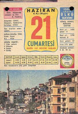 21 Haziran 1980 Takvim Yaprağı - Doğum Günü Hediyesi EFM(N)9138 - 1