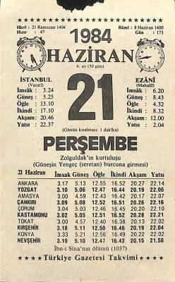 21 Haziran 1984 Takvim Yaprağı - Doğum Günü Hediyesi EFM(N)11392 - 1