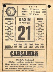 21 Kasım 1973 Takvim Yaprağı - Doğum Günü Hediyesi EFM(N)10724 - 4