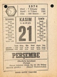 21 Kasım 1974 Takvim Yaprağı - Doğum Günü Hediyesi EFM(N)10783 - 4