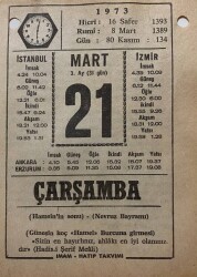 21 Mart 1973 Takvim Yaprağı - Doğum Günü Hediyesi EFM(N)8087 - 2