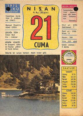 21 Nisan 1972 Takvim Yaprağı - Doğum Günü Hediyesi EFM(N)12263 - 1