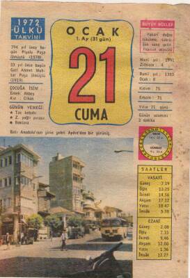 21 Ocak 1972 Takvim Yaprağı EFM(N)4605 - 1