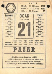 21 Ocak 1973 Takvim Yaprağı - Doğum Günü Hediyesi EFM(N)10830 - 4