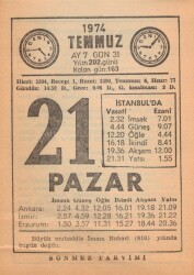 21 Temmuz 1974 Takvim Yaprağı EFM(N)2079 - 3