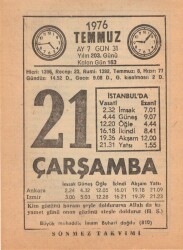 21 Temmuz 1976 Takvim Yaprağı EFM(N)2080 - 3