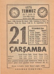 21 Temmuz 1976 Takvim Yaprağı EFM(N)2080 - 1