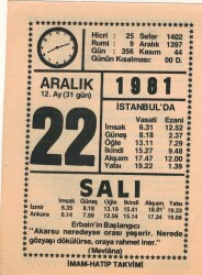 22 Aralık 1981 Takvim Yaprağı EFM(N)4427 - 3