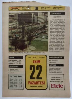 22 Ekim 1984 Takvim Yaprağı - Doğum Günü Hediyesi EFM(N)7294 - 1