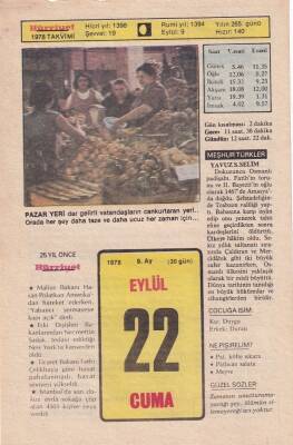 22 Eylül 1978 Takvim Yaprağı -Doğum Günü Hediyesi EFM(N)6274 - 1