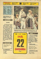 22 Eylül 1982 Takvim Yaprağı - Doğum Günü Hediyesi EFM(N)9928 - 1