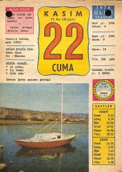 22 Kasım 1974 Takvim Yaprağı - Doğum Günü Hediyesi EFM(N)10695 - 1